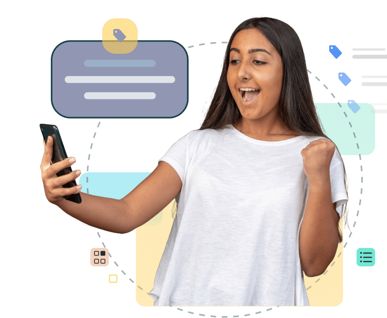 Woman using mobile app